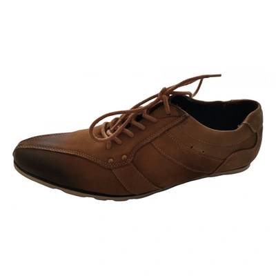 Pre-owned Lacoste Leather Lace Ups In Camel