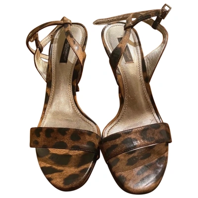 Pre-owned Dolce & Gabbana Patent Leather Sandals In Brown
