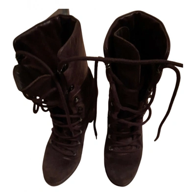 Pre-owned Moncler Ankle Boots In Brown
