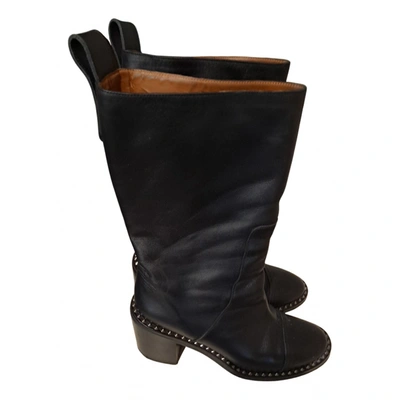 Pre-owned Zadig & Voltaire Roady Leather Ankle Boots In Black