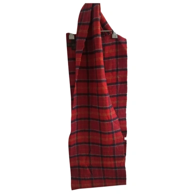 Pre-owned Barbour Wool Scarf In Red