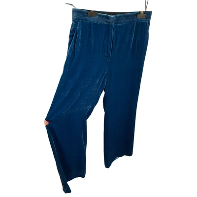 Pre-owned Alberta Ferretti Velvet Straight Pants In Blue
