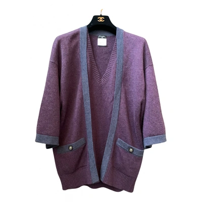 Pre-owned Chanel Cashmere Cardigan In Purple