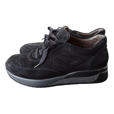 Pre-owned Cesare Paciotti Leather Trainers In Navy