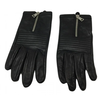 Pre-owned Polo Ralph Lauren Leather Gloves In Black