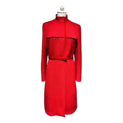 Pre-owned Prada Wool Coat In Red