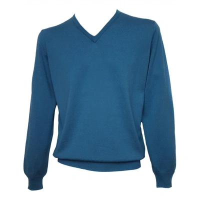 Pre-owned Valentino Wool Pull In Turquoise