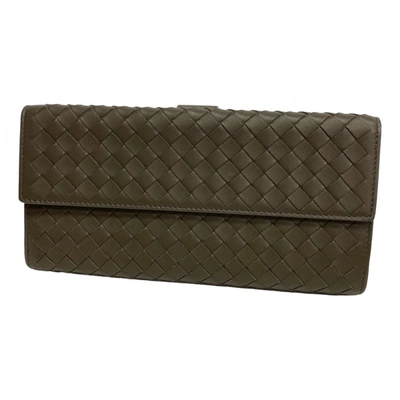 Pre-owned Bottega Veneta Leather Wallet In Grey