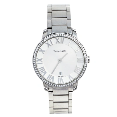 Pre-owned Tiffany & Co Silver Stainless Steel Diamond Atlas Women's Wristwatch 31 Mm