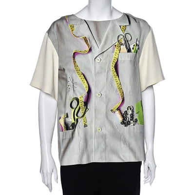 Pre-owned Moschino Cheap And Chic Multicolored Printed Crepe Blouse L