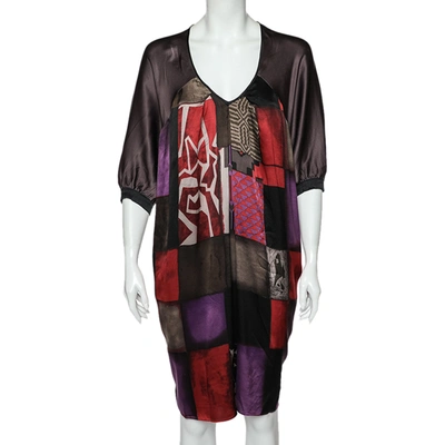 Pre-owned Etro Multicolor Printed Silk Oversized Shift Dress S