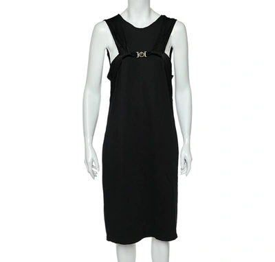 Pre-owned Versace Black Knit Sleeveless Shift Dress M