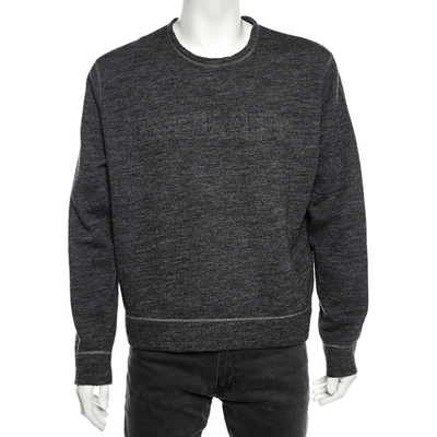 Pre-owned Dsquared2 Grey Wool Logo Embossed Long Sleeve Sweatshirt Xl