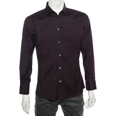 Pre-owned Dandg Dark Burgundy Cotton Button Front Brad Shirt M