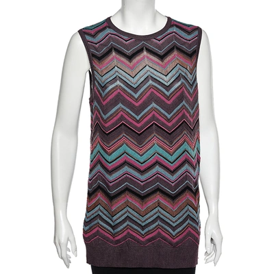 Pre-owned M Missoni Multicolored Perforated Knit Sleeveless Top Xl