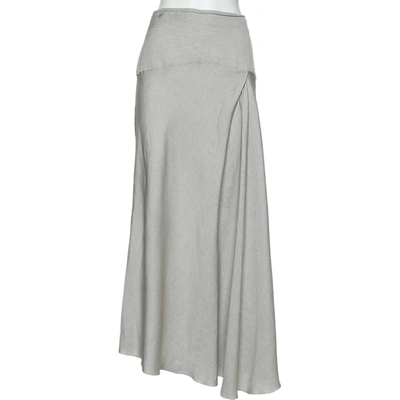 Pre-owned Emporio Armani Grey Linen Maxi Skirt M
