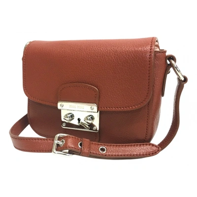 Pre-owned Miu Miu Madras Leather Handbag In Brown