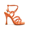 Schutz Toller Leather Sandal In Bright Tangerine