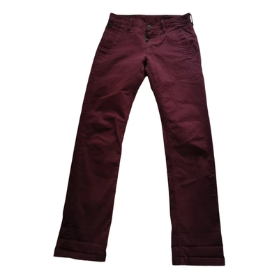 Pre-owned G-star Raw Trousers In Burgundy