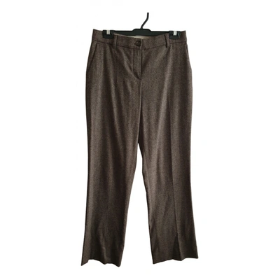 Pre-owned Max Mara Wool Straight Pants In Brown