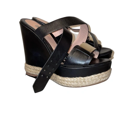 Pre-owned Pinko Leather Espadrilles In Black