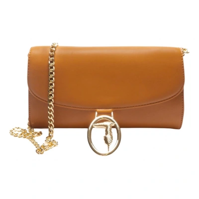 Pre-owned Trussardi Leather Clutch Bag In Camel