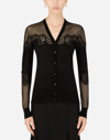 Dolce & Gabbana Cashmere, Tulle And Silk Cardigan With Lace In Black