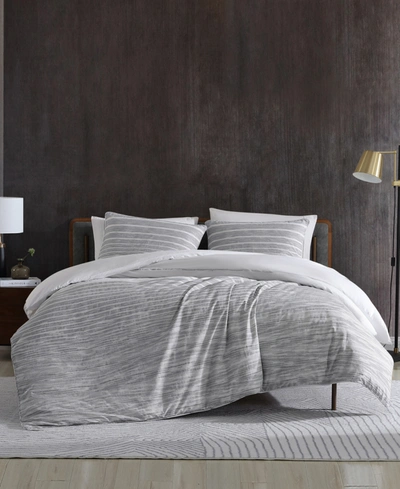 Kenneth Cole New York Holden Grid Duvet Cover Set, 3 Piece, Full/queen In Gray