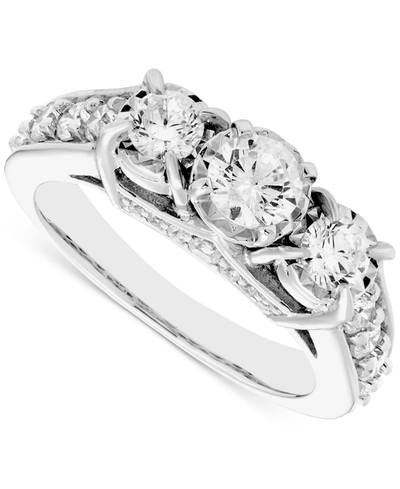Macy's Diamond 3-stone Ring (1 1/2 Ct. T.w.) In 14k White Gold
