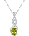 Macy's Rhodolite Garnet (1 Ct. T.w.) & White Topaz (1/7 Ct. T.w.) Looped 18" Pendant Necklace In Sterling S In Peridot