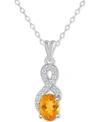 Macy's Rhodolite Garnet (1 Ct. T.w.) & White Topaz (1/7 Ct. T.w.) Looped 18" Pendant Necklace In Sterling S In Citrine
