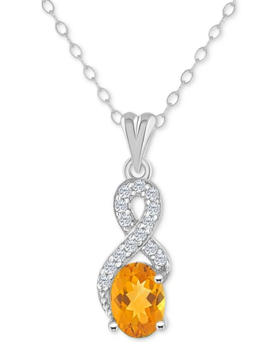 Macy's Rhodolite Garnet (1 Ct. T.w.) & White Topaz (1/7 Ct. T.w.) Looped 18" Pendant Necklace In Sterling S In Citrine