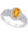 Macy's Rhodolite Garnett Blue Topaz (1 Ct. T.w.) & White Topaz (1/2 Ct. T.w.) Halo Braid Ring In Sterling S In Citrine