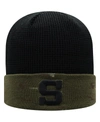 TOP OF THE WORLD MEN'S OLIVE AND BLACK PENN STATE NITTANY LIONS OHT MILITARY-INSPIRED APPRECIATION SKULLY CUFFED KNIT