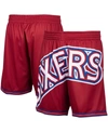 Mitchell & Ness Men's Red Philadelphia 76ers Hardwood Classics Big Face 2.0 Shorts In Red