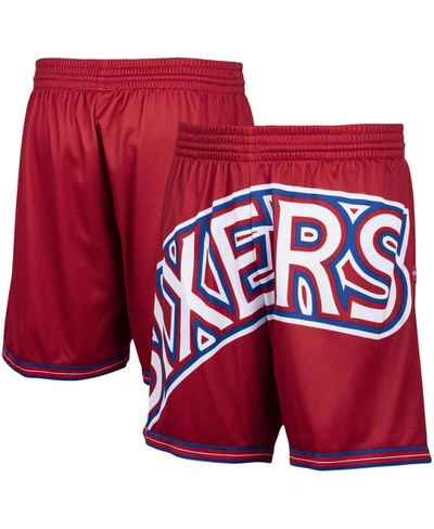 Mitchell & Ness Men's Red Philadelphia 76ers Hardwood Classics Big Face 2.0 Shorts