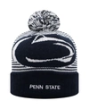 TOP OF THE WORLD MEN'S NAVY PENN STATE NITTANY LIONS LINE UP CUFFED KNIT HAT WITH POM