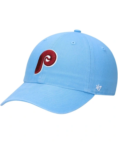 47 Brand Men's Light Blue Philadelphia Phillies Logo Cooperstown Collection Clean Up Adjustable Hat