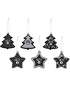 FOCO BROOKLYN NETS 3'' X 3'' SIX-PACK SHATTERPROOF TREE AND STAR ORNAMENT SET