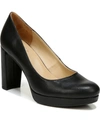 Naturalizer Berlin Block Heel Platform Pump In Black Smooth Faux Leather