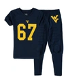Wes & Willy Youth Boys Navy West Virginia Mountaineers Football Pajama Set In Navy
