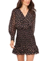 1.state Smocked Ruffle Long Sleeve Minidress In Gold Chiffon