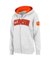 Colosseum Stadium Athletic White Clemson Tigers Arched Name Full-zip Hoodie In White