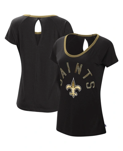 Touché Women's Black And Gold-tone New Orleans Saints Starting Line Up Scoop Neck T-shirt In Black/gold-tone