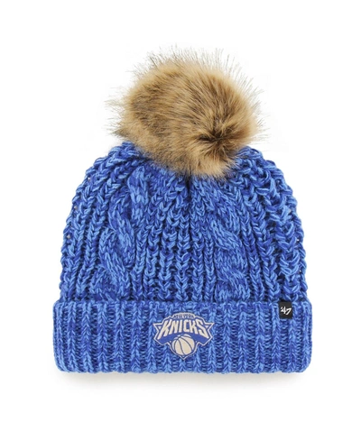 47 Brand Women's Blue New York Knicks Meeko Cuffed Knit Hat With Pom