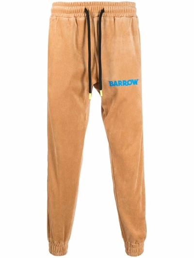 Barrow Terry-cloth Logo-patch Trackpants In Brown