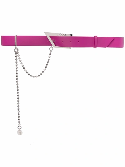 Attico Chain-embellished Leather Belt In Purple