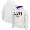 Colosseum Men's White Lsu Tigers Arch Logo 3.0 Pullover Hoodie In White