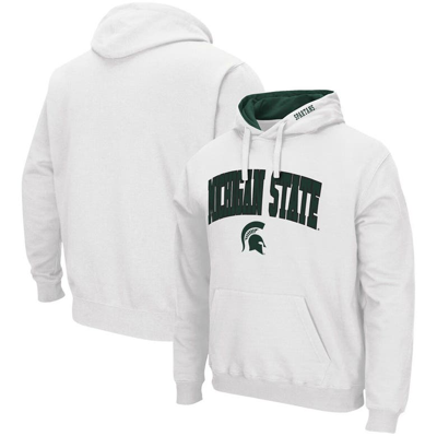 Colosseum Men's  White Michigan State Spartans Arch And Logo 3.0 Pullover Hoodie