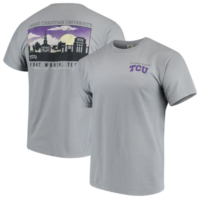 IMAGE ONE GRAY TCU HORNED FROGS TEAM COMFORT COLORS CAMPUS SCENERY T-SHIRT